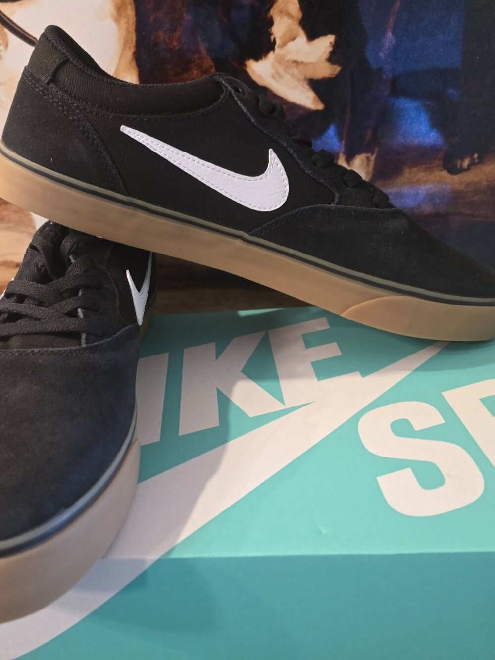 New Mens Nike SB CHRON 2 SUEDE DM3493-002 Black/White/Gum Shoes Sz 13 US NEW